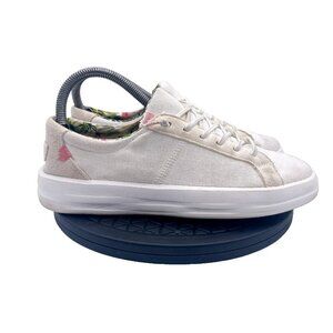 Hey Dude Karina Shoes Womens Size 7 White Natural Coconut Floral Slip On Casual